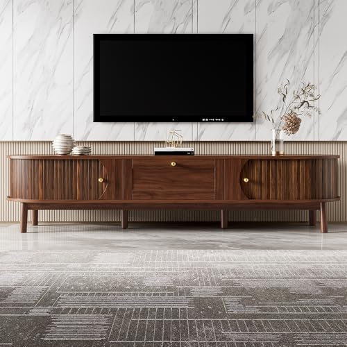 Jaxenor 170cm TV Lowboard mit 2 Türen und 1 Schubladen, TV Schrank mit Abgerundeten Ecken, TV-Ständer, Fernseher Schrank für Wohnzimmer, TV Board für 70-Zoll-Fernseher, Nussbaum