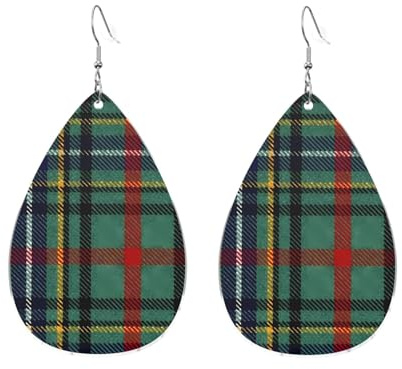 Ohrringe für Damen, tropfenförmig, mit Clan Bisset Tartan-Karo und Clan Gillespie Tartan-Modizität