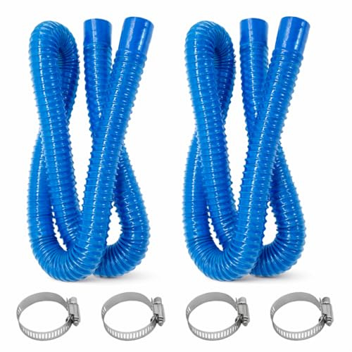2 Pack Swimming Pool Replacement Hose, 32mm 1.25 Inch x 150cm 59 Inch Pool Pump Filter Hoses with 4 Metal Clamps, for Above Ground Pools and Sand Filter Systems