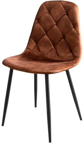 Stuhl GLAMM - 45cm - braun - Chenille-Stoff Metall-Beine Steppung