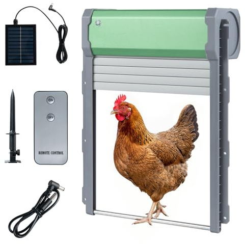 COSTWAY automatische Hühnerklappe, Hühnertür Solar, 4 Modi, 2000 mAh, Grau | Türöffner Hühnerstall mit Timer, Lichtsensor, Fernbedienung, intelligentem Einklemmschutz, Hühnerstalltür Aluminium