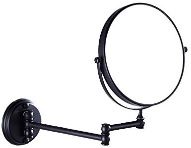 7Trees Specchio telescopico da 20,3 cm per bagno, pieghevole, montaggio a parete, specchio cosmetico (ottone anticato nero)