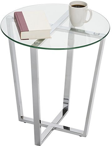 Mango Steam Metro Glas Couchtisch/Beistelltisch (Beistelltisch, Klarglas & Silber Basis)