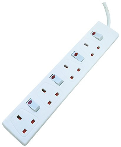 Eagle 4 Gang switched extension socket with Neon Indicator fitted with a 13 A plug