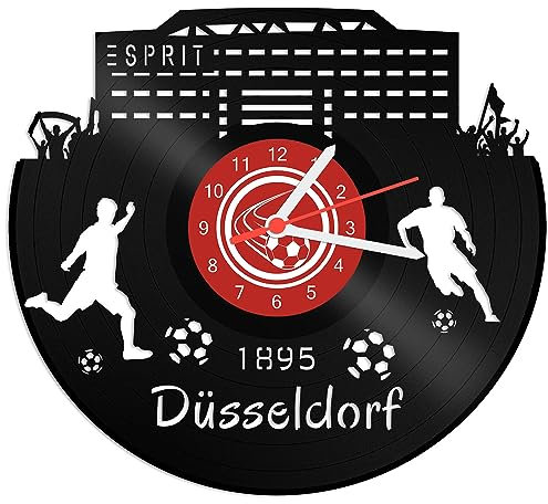 GRAVURZEILE Schallplattenuhr Düsseldorf - 100% Vereinsliebe - Upcycling Design Wanduhr aus Vinyl Made in Germany