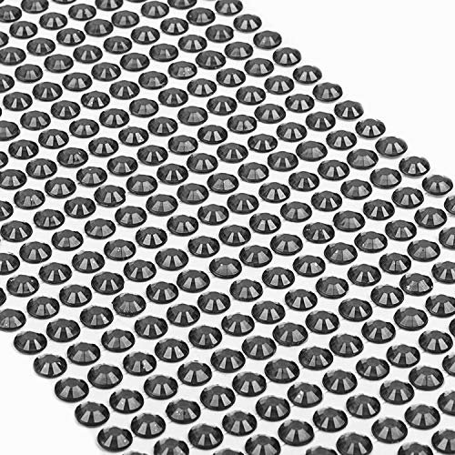 Movoja Schwarze Strasssteine - runde Glitzersteine 504 Stück 6 mm selbstklebend zum Verzieren und Basteln | Schmucksteine zum aufkleben | Steinchen Dekosteine Bastelsteine Schwarz