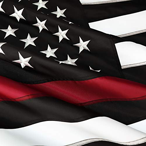 WOWFLAG amerikanische Flagge mit dünner roter Linie, 91x152 cm, langlebig, aus 100 % recycelbarem Nylon mit gestickten Sternen und genähten Streifen, für den Außenbereich, mit Messingösen