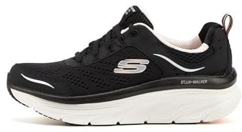 Skechers D'lux Walker Infinite Motion, Zapatillas Mujer, Black Leather Mesh Pink Trim, 36.5 EU