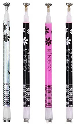 Angzhili 4PCS Dual-ended Cat Eye Magnet Stick Flower Pattern Magnet Pen Magical Stick Flower Stripe Nail Art Magnet Pen UV Gel Manicure Beauty DIY Nail Art Tool(4 Pcs)