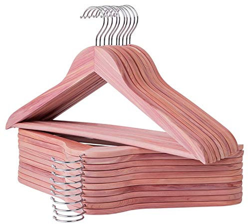 ELONG HOME Kleiderbügel, amerikanische rote Zedernholz, 20 Stück, Holz-Kleiderbügel mit 360 ° drehbarem Haken, glatte Oberfläche, schlanke Zedernholz, ideal zum Auffrischen des Schranks