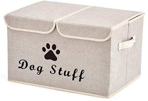 Dog toy box basket storage with lid perfect basket for dog toys grooming stuff living room playroom closet home organization - Beige