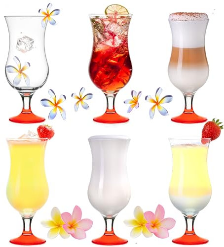 Platinux Set de Verres à Cocktail 400ml (Max. 470ml) - 6 Pièces Long Drink et Milk-Shake - Grand Rouge