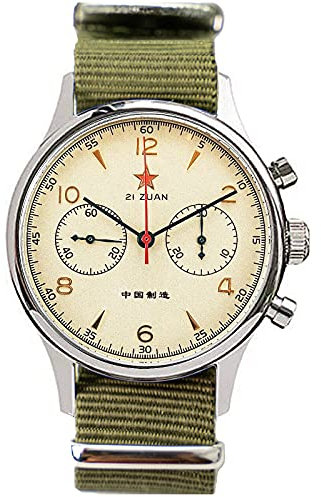 Seagull 1963 Herren-Chronograph, 40 mm, Saphirglas, ST1901, Uhrwerk, SU1963S40, grün, 40 mm, Armband