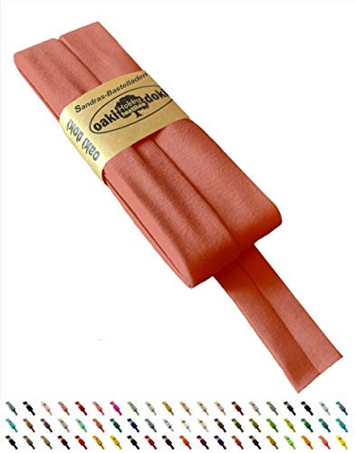 Sandras-Bastelladen Oaki Doki Schrägband/Einfassband Tricot de Luxe Jersey gefalzt 3m x 20mm 133-Lachs