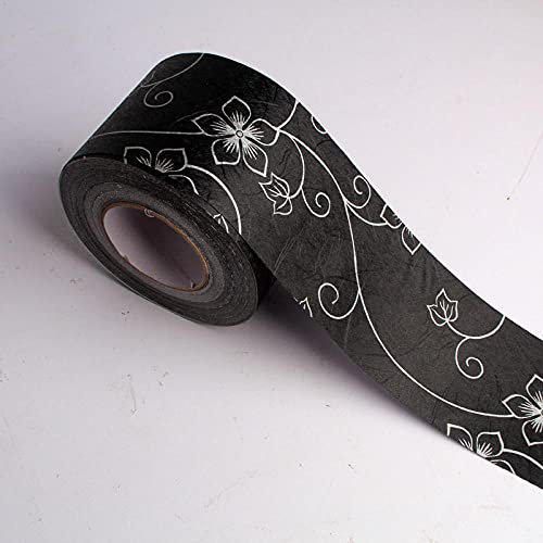 TapetenbordüRe Selbstklebende BordüRe Wand Wohnzimmer Tapeten Fliesenaufkleber Bad Dekoband Selbstklebend Schwarze und weiße Blumen 12 X 500cm