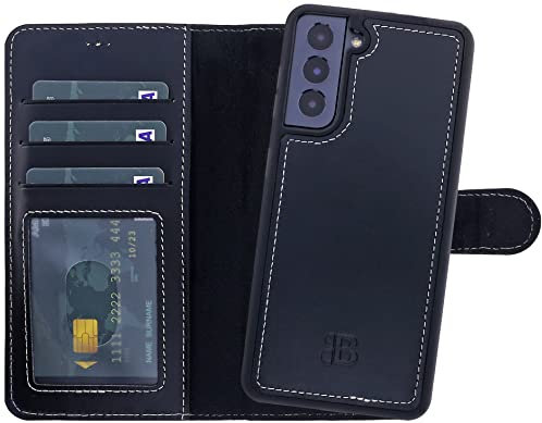 Burkley 2-in-1 Leder Handytasche für Samsung Galaxy S22+ - Abnehmbares Back Cover, 360° Schutz, RFID Blocker - Kompatibel mit Galaxy S22 Plus