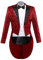 Herren Pailletten Slim Fit Frack Pailletten Dinner Party Schwalbenschwanz Anzugsjacke Stilvoller, Formeller Hochzeits Smoking Mantel mit Spitzenrevers (S,Rot)