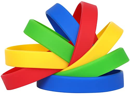 LVNRIDS 100 Stück Silikon Armbänder Gummi Armband für Kinder Jugend, 7 Zoll Länge Großhandel Sport Gummi elastische Armbänder Bulk Geschenke für Lehrer liefert Party Dekorationen Mehrfarbig