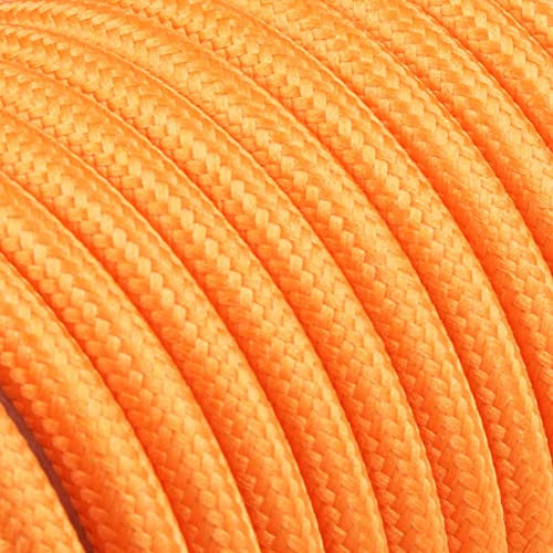 10m Textilkabel Unifarben 3x0,75qmm 3G Kabel Stoffkabel Stromkabel umsponnen zusätzlich 6x Aderendhülsen (Orange)