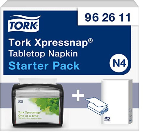Tork Xpressnap Tischspender Starter Pack Schwarz N4, Signature Linie, 16.9 cm × 14.1 cm × 20 cm, 962611, Mittel