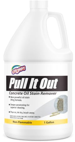 CHOMP! Concrete Oil Stain Remover: Pull It Out Removes and Cleans Oils, Greases from Garage Floors & Driveways, 128 Fl Oz
