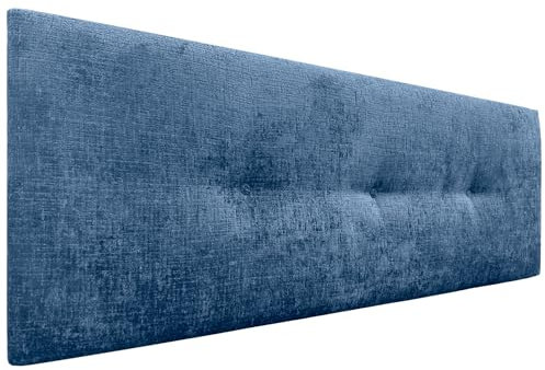 DHOME Kopfteil Natürliche Wolle Finish mit Knöpfen gepolstert Kopfteil Bett Schlafzimmer gepolstert Bettwäsche Winter Luxury (Blaue Wolle, 160x50cm (150/160))