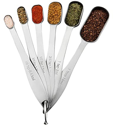 Veemoon Baking Sugar Graduated Kitchen Spoons Set 6pcs Stainless Steel Measuring Spoons for Easy Cooking