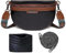 HAWILL Damen Bauchtasche Kleine Crossbody Bag Damen Breiter Gurt Leder Hüfttaschen Mode Sportlich Umhängetasche Moderne Taschen mit Abnehmbar Schultergurt, Schwarz Kreditkartenpaket Senden (Schwarz)