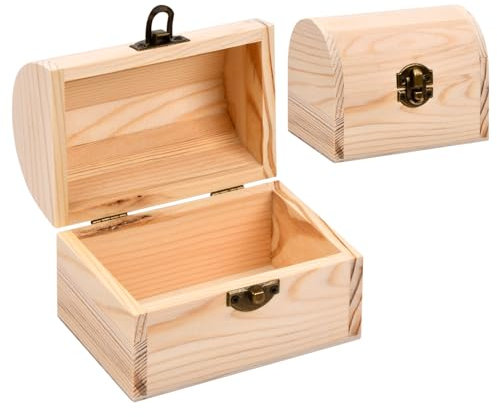 Scatola di Legno con Coperchio 11,8x8x9cm, Scatola di Stoccaggio Piccola per Gioielli, Scatola Legno Naturale, Scatole da Decorare per Fai da Te Dipingere Artigianali