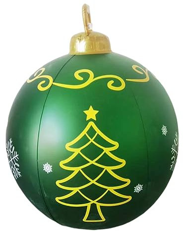 Aufblasbare Weihnachtskugel 60 cm,Beleuchteter PVC Aufblasbarer Weihnachtsball,Riesiger Aufblasbarer Weihnachtsball Weihnachtsbaumschmuck für Hochzeit Festival Home Decor Hof Außendekoration