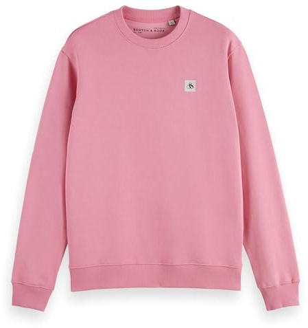 Scotch & Soda Herren Essential Badge Logo Crewneck Sweatshirt, Poetry Pink, L