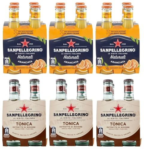 24er-Pack Testpaket San Pellegrino Aranciata Alkoholfreies Getränk mit Orange + Tonica Rovere Alkoholfreies Getränk 20cl Einweg-Glasflasche