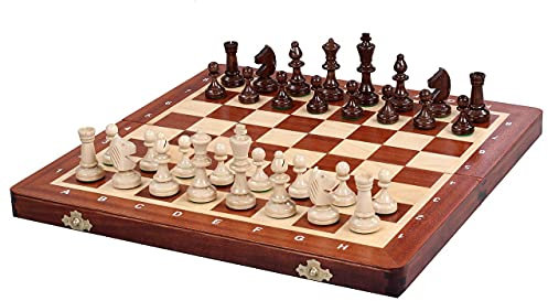 Sunrise Chess & Games - Turnierschachspiel Nr. 3 Intarsiert 35x35cm, Kunstvolle Handarbeit
