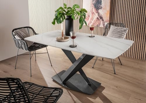 Esstisch >9250-19< in weiß matt, Keramik - 160x74x89cm (BxHxT)