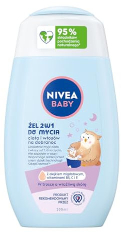 NIVEA BABY Gel 2 in 1 per lavare corpo e capelli per la buona notte, 200 ml