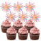 Gyufise 20Pcs Foil Firework Cupcake Toppers Sparkle Tinsel Cake Toppers Tinsel Drink Cake Decoration Cocktail Picks for Birthday Wedding Graduation Party Supplies Orange
