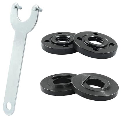 Unlorspy 5 Pcs Grinder Flange Angle Wrench Kit,Include 4 Pcs 5/8-11 Threaded Shaft Flange Metal Lock Nut and 1 Pcs Spanner for Makita, Ryobi and Dewalt