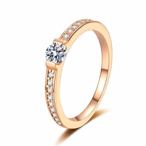 StarGems® 18 Karat vergoldetes Band 0,3 Karat Moissanit 925 Silber Platin Ring RX091-0.3ct-56 (18)