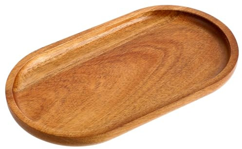 GEEHUA Repose Cuillère Cuisine, Plateau De Service Ovale en Bois D'acacia 19 X 10 cm Naturel Plateau De Cuisine De Salle De Bain Assiette À Charcuterie pour Fête Dîner Mariage