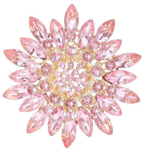 Broche en forme de tournesol avec strass, broche fleur rouge et rose, broche étincelante pour guirlande, élégant, vêtement, chapeau, sac, jupe, accessoires, bijoux, cadeaux pour femmes,, Plastique