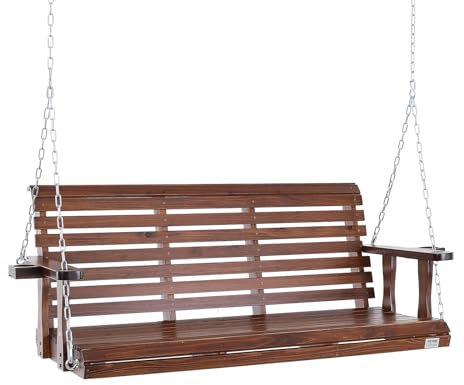 VEVOR Wooden Porch Swing 5.5 ft, Patio bench swing for Courtyard & Garden, Upgraded 880 lbs Strong Load Capacity, Heavy Duty Swing Chair Bench with Hanging Chains for Outdoors, Brown