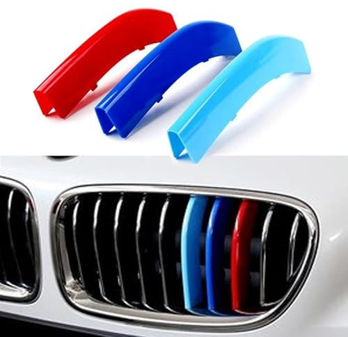 YIUBCZOQI F10 Frontgrill Einsatz Streifen Kühlergrill Zierleiste Schnalle für 5er F10 F11 2014 2015 2016 2017 Standard Nieren Zubehör 10 Strahliges 3PCS (10 streifen)