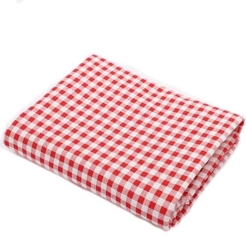 SMTCM 2M*150CM Dekostoff Meterware Kariert Baumwoll Leinen Stoffe zum Nähen Karo Weihnachtsstoffe Leinenstoff Bedruckt Patchwork Plaid Baumwollstoff Nähstoff für Kleidung Vorhang Tischdecke DIY