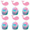 Blumomon 24 Stück Ocean Glitter Wal Cupcake Toppers Weibliche Baby Shower Dekorationen Boy Birthday Supplies