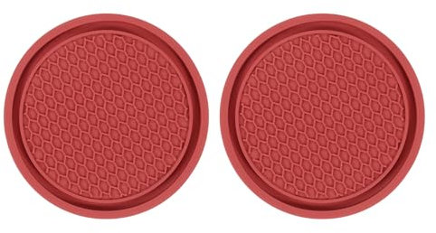 sourcing map 2pcs Car Cup Coasters Universal PVC Car Cup Mats Non-Slip Cup Holder Insert Coasters Car Interior Accessories, Red