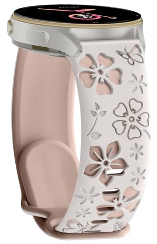 MoSuul Fiori Cinturino 20MM per Amazfit Active 2 / Amazfit Active/Amazfit GTR Mini/Amazfit GTS 4 / Amazfit GTS 4 Mini/Amazfit Bip 3, Silicone Morbido Donna Sportivo Cinturini in Silicone