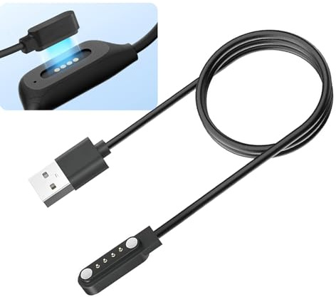 4 pin Charging Cable, Magnetic Bone Conduction Headphone Charger Cord, Fit for Nank Runner CC3/Pro/Pro2/Pro3/Pro4, YUANS K8/X19, XiaoYou X9, Saina A50S Pro, 7.62mm, Black, 1 Pack