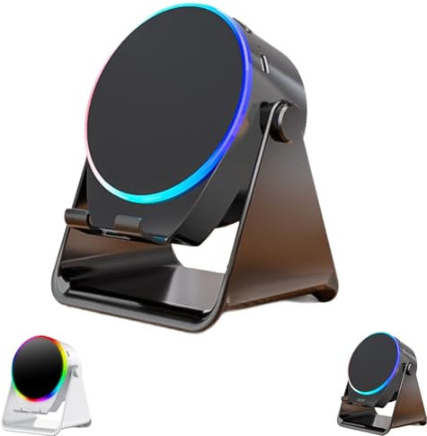 Wireless Induction Speaker, Speaker Bluetooth, 4 In 1 Bluetooth Speakers Phone Stand With Rgb Light, With Wireless Induction With Colorful Ambient Light, Hd Sound, Non-Slip Base (Black)