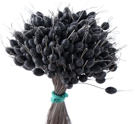 Space Bean Silikon-Schwimmerstopper, 300 Stück, Schnurstopper zum Angeln, Tiefenkontrolle, Karpfenrig, elastische Bobber-Stopper (Schwarz, S, Oliv-Stil)