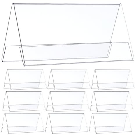 Happyyami Porte-noms Chevalet Double Face 90x60 Mm En Acrylique Transparent, Lot De 10 Porte-cartes De Bureau Compacts Pour Événements, Réunions Et Bureaux